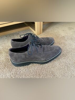 $595 ZELLI Campo Goatskin Suede Split Toe Oxford Men Size 9.5 M GRAY